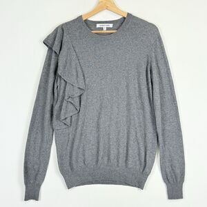 Elizabeth &‎ James Grey Ruffle Long Sleeve Cashmere Blend Sweater Women's Small